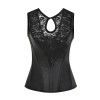 Sexy Lace Patchwork Leather Steampunk Corset Vest M1427