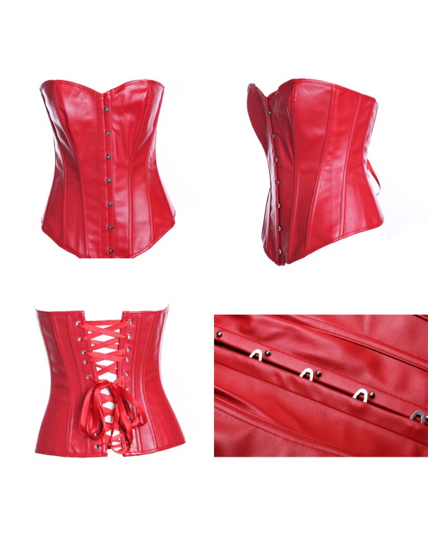 Red leather corset m7081a