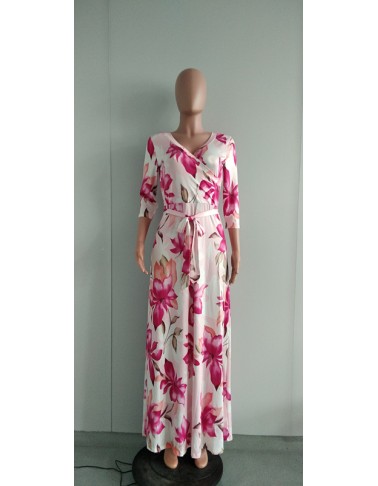 Sexy V-neck beautifully printed plus size and floor dress fashion women's clothing M8573