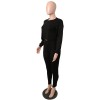 Autumn O-neck Two Pieces Set Long Sleeve Sweatshirt + Pant Suit M8473