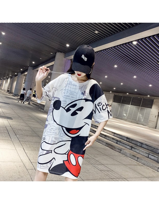 Cartoon Design Mickey Mouse Women T shirt Dress M8371