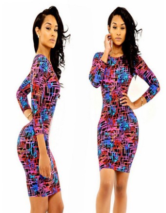 Fashion Pattern Design Top Club Midi Dress M2350
