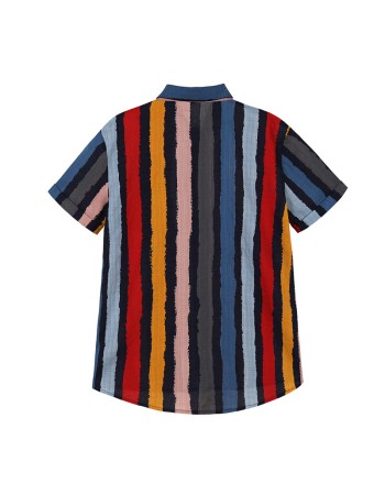 New Style Women Striped Thin Short Sleeved Cardigan Single-Breasted Shirt  5199