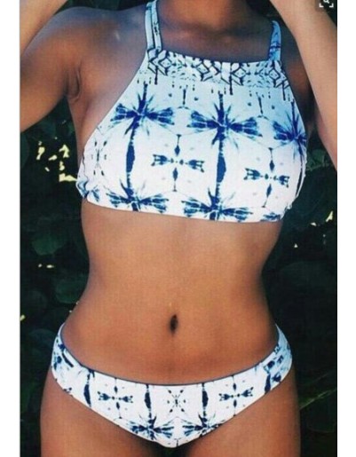 Hot Beach women Swimwear Palm Tree Printing Swimwear Crop Top Bikini