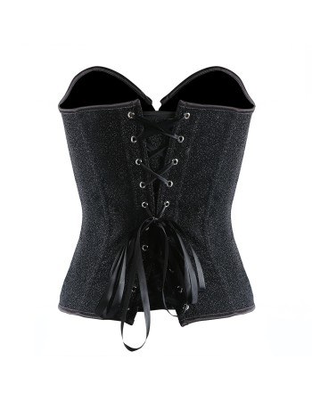 New Black Shiny Boned Overbust Corset M1402