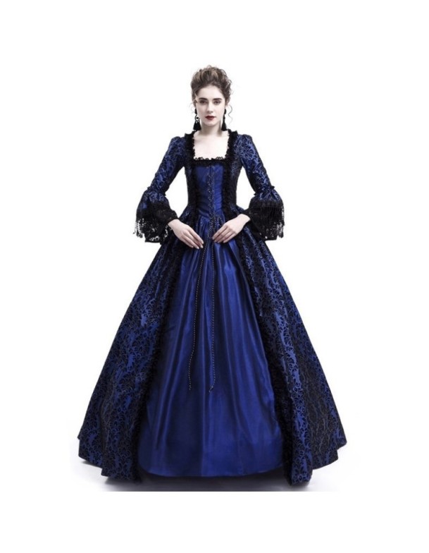 Large trumpet sleeves medieval dress court retro skirtM9973