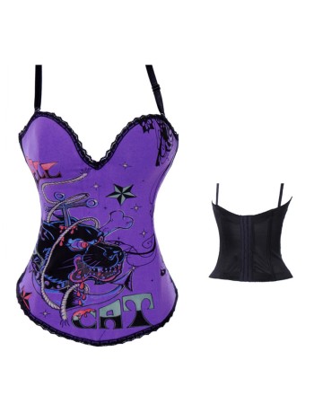 purple color sexy cotton straps corset m1936B