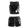 New Women Two Pcs Leather Jumpsuit Set M7274