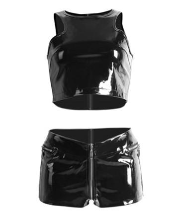 New Women Two Pcs Leather Jumpsuit Set M7274