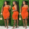 sling single side pleated plus size fashions mini dress ruffle womens skirts M30119