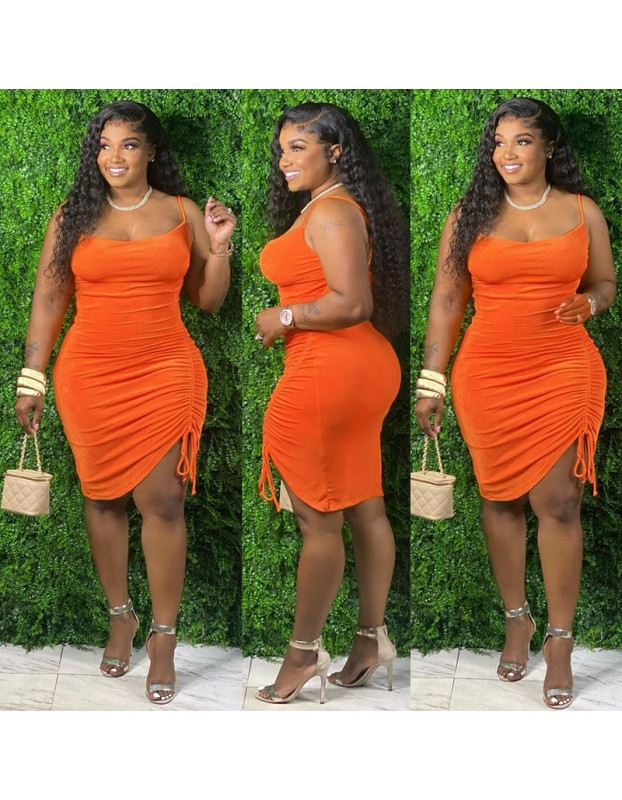 sling single side pleated plus size fashions mini dress ruffle womens skirts M30119