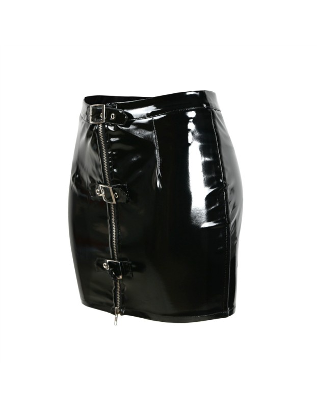 Fashion Leather Pencil Skirt With Zipper M343