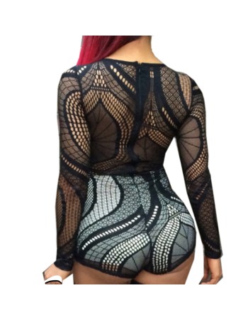 Black Lace Hollow Out Romper M30061