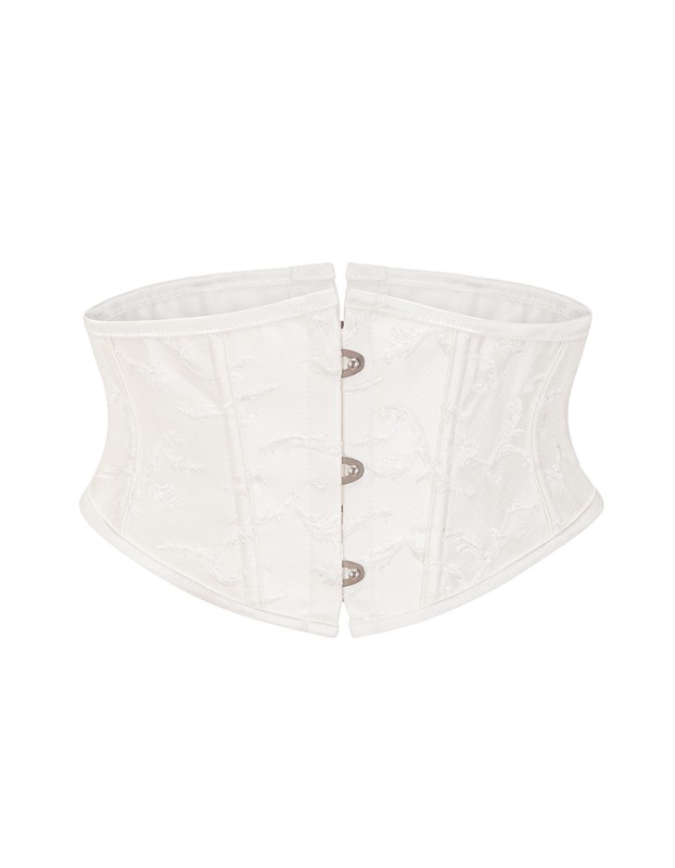 Black Embossed Jacquard Short Torso Underbust Corset Waist Slimming Shaperwear Belt 22067