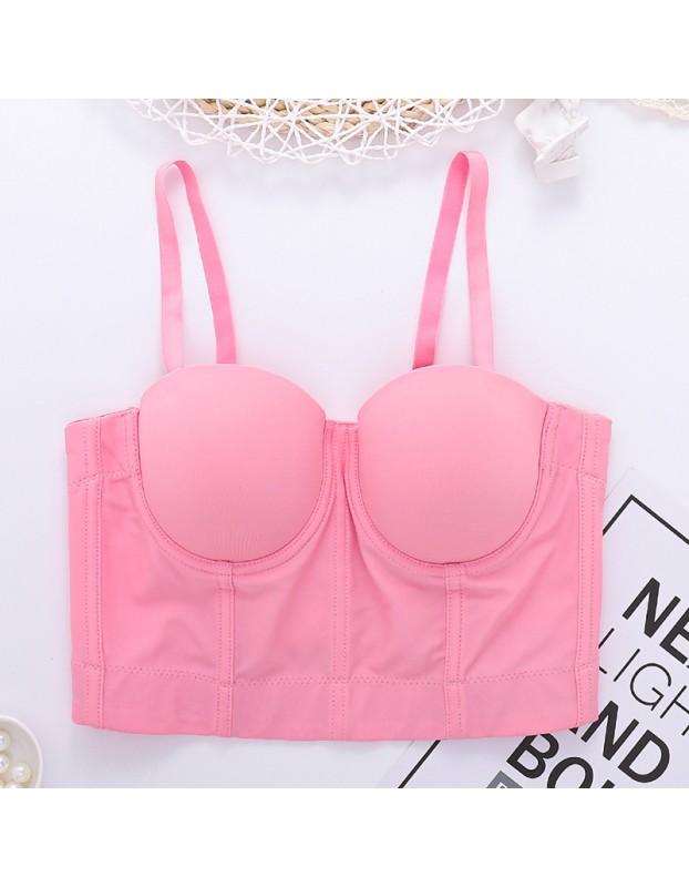 Solid Color Suspender Top Women Short Style Vest Sexy Fish Bone Wipe Chest 8081