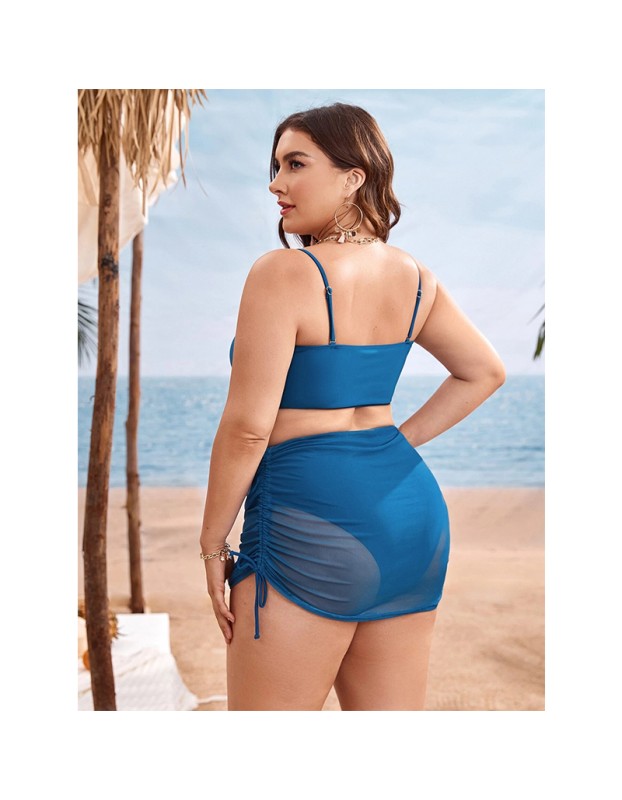 Sexy Fat Women Three Piece Plus Size Bikini Bathing Suit Beachwear Swimwear 495