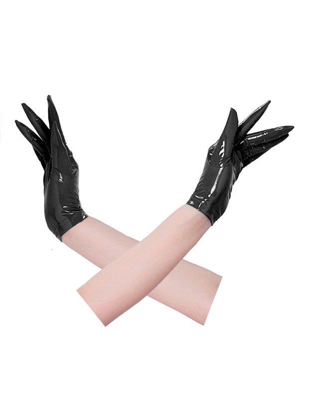 European and American Short High Elastic Bright Leather PU Gloves 68323