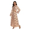 High Density Bead Embroidery Maxi Ladies Elegant Flared Sleeve Moslem Dress 20212a