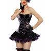 zipper front black leather corset with skirt m1207D