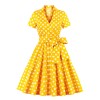 XL-4XL Vintage Polka Dot V-Neck Pin Up Rockabilly Dress 1207A
