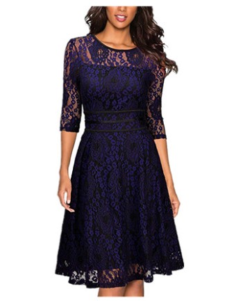 Women Lace Middle Sleeve Casual sexy Dress 2017 Party Dress