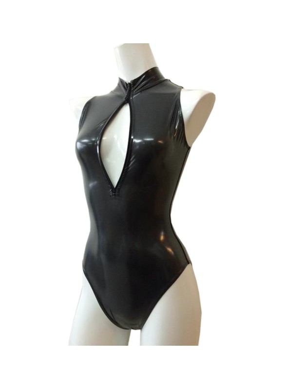 Sexy Women Faux Leather Catsuits Comic Teddy Lingerie M7329