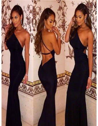 Sexy women black long bandage dress M30002
