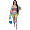Milk Silk Women Sets Digital Printed Coat Vest Trousers Casual Suit X3690