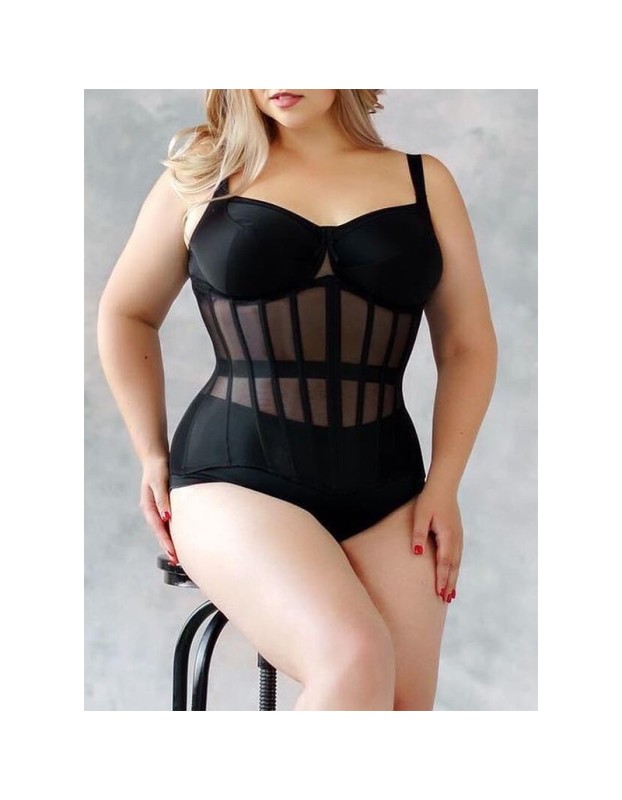 Slim Fit Strap Adjusting Rubber Bone French With Gauze Breathable Corset WK2320