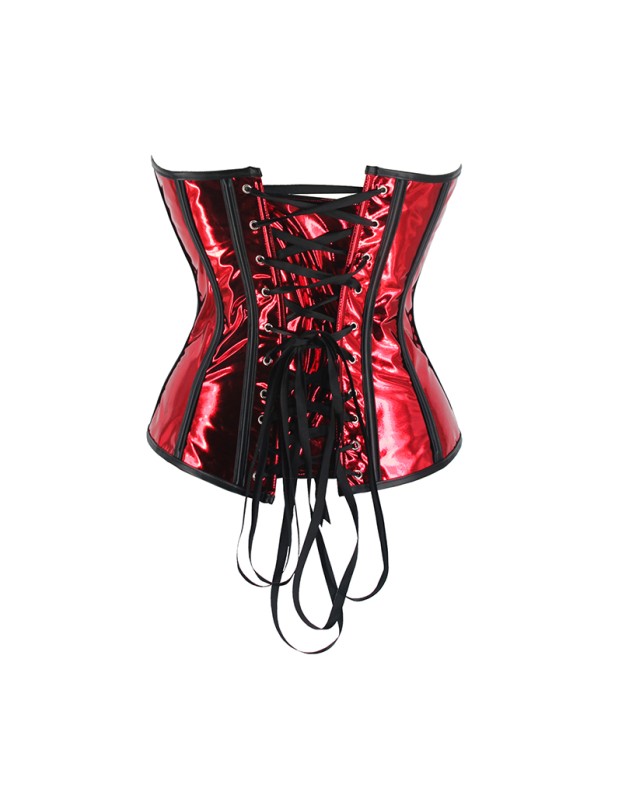 Sexy Women Bright Metallic Leather Front Lace-up Steampunk Corsets WK2304a