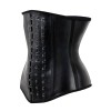 Black Smooth Latex Hook Eye 4 Steel Boned Waist Training Corset  M1303U