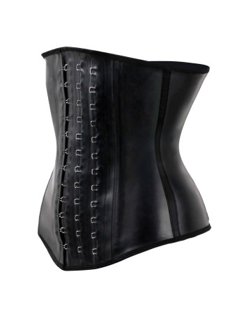 Black Smooth Latex Hook Eye 4 Steel Boned Waist Training Corset  M1303U