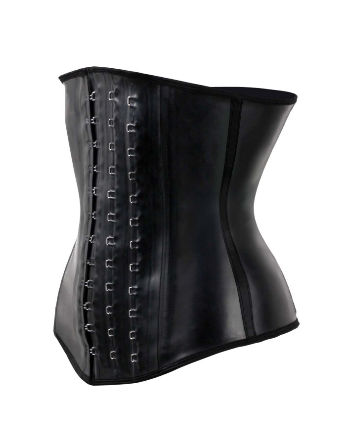 Black Smooth Latex Hook Eye 4 Steel Boned Waist Training Corset  M1303U