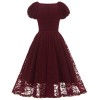 Lace Puffy Sleeves Night For Ladies Single Row Buttons Dresses CD1790