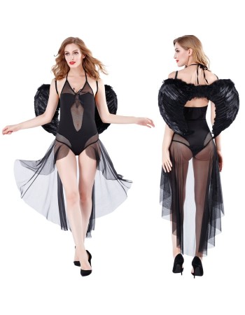 Black Mesh Sheer Sexy Angels Costume M40688