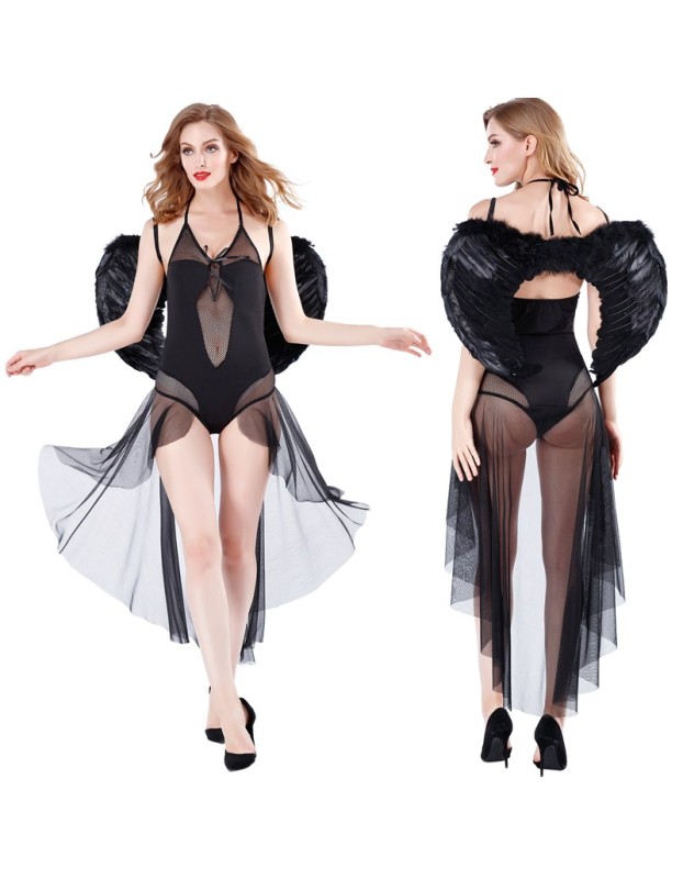 Black Mesh Sheer Sexy Angels Costume M40688