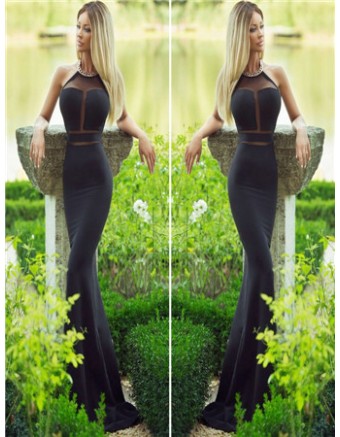 Beautiful women black long tight strapless bandage dress M30018