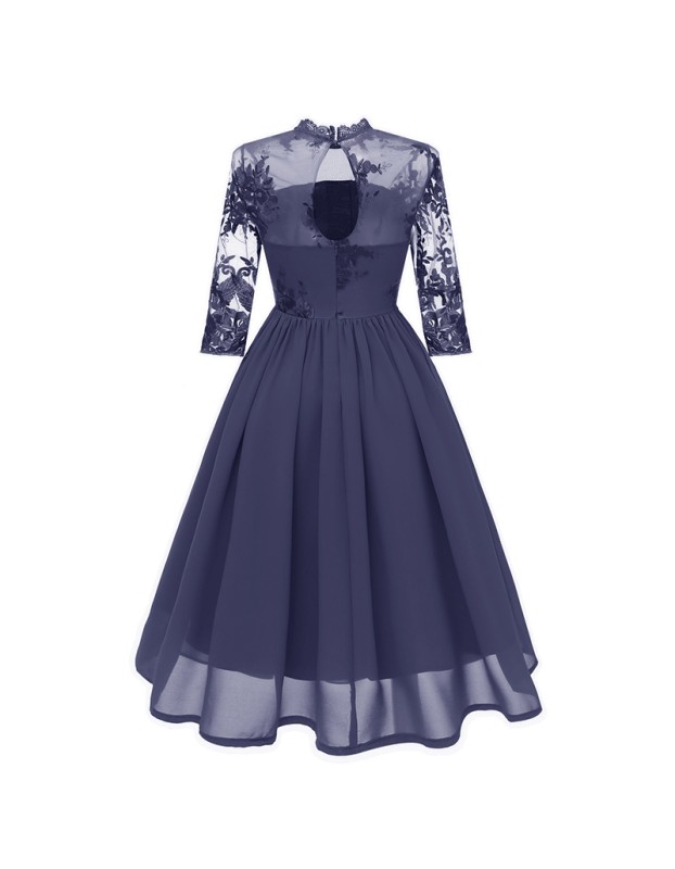 Chiffon See Through Night Sexy Clubwear Bridesmaid Embroidery Dress CD1661