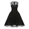 Women Gauze Embroidery Waist Sleeveless Lolita Court Swing Midlength Dress 5122