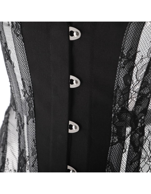 Women Sexy Lace Mesh Breathable Steel Boned Slimming Belt Waist Trainer Corset MS1525