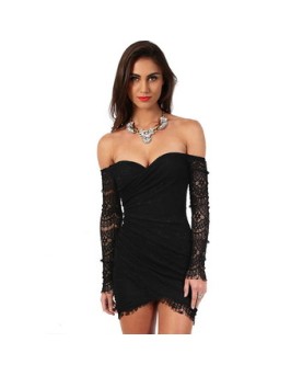 Sexy Black Lace Mini Dress M3897b