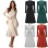 Mid-Length Wool Knit Puff Sleeve Casual High Waisted Loose Fall Dresses LQ163