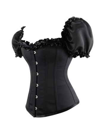 Black Sexy Ruffle Sleeves Lace-up Steampunk Victorian Overbust Corset Top WK2206