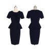 Women Pure Pure Color Ruffles Short Sleeve Dress M30238