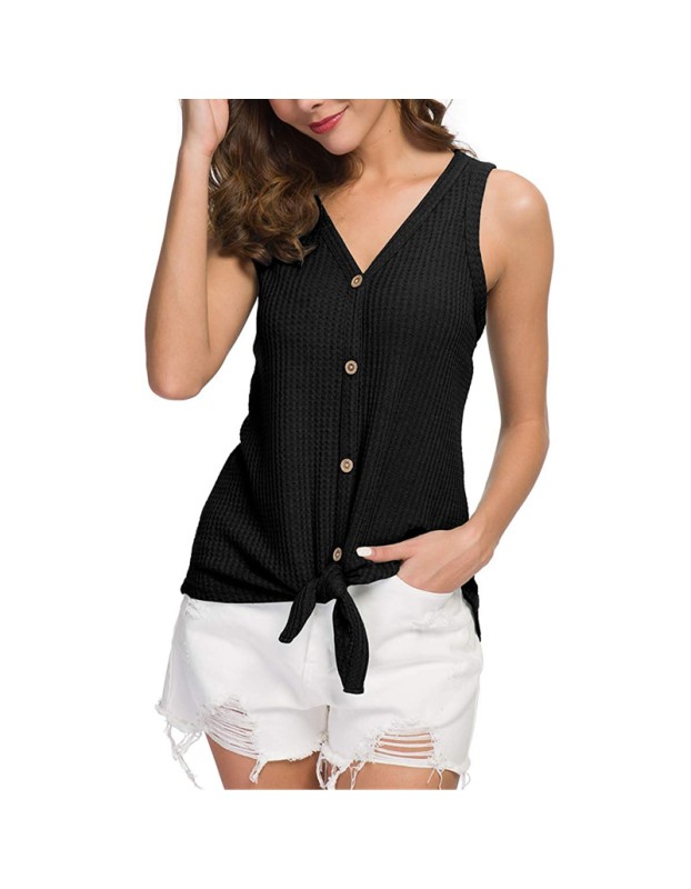 Sleeveless Knitted Tank Tops Women V-neck Vest M5786