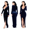 2017 Sexy Women Bandage Bodycon Deep V Long Sleeve Evening Party Cocktail Maxi Dress