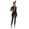 Leather Open Crotch Jumpsuit Shiny Magic Dead Bank Sexy Uniform Bodysuit XX6903