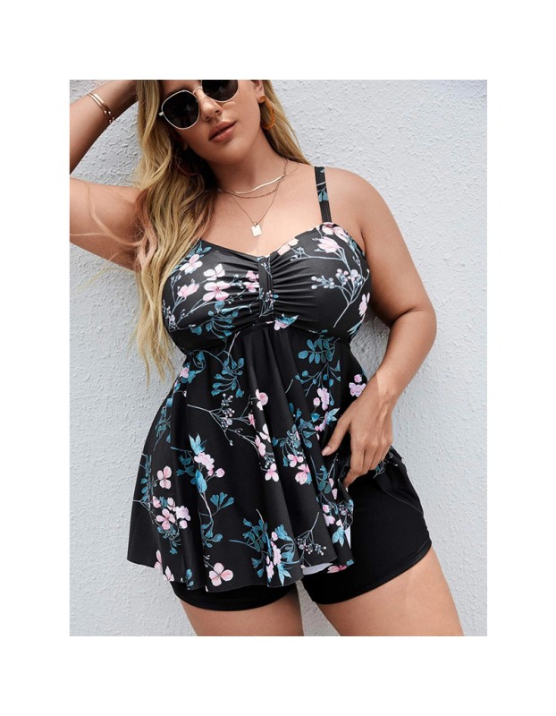 Slip Bikini Dress Flower Pattern Swimwear Summer Plus Size Swimsuit 627