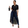 One Piece Stand Collar Women Sexy Shirt Midi Dress M8596
