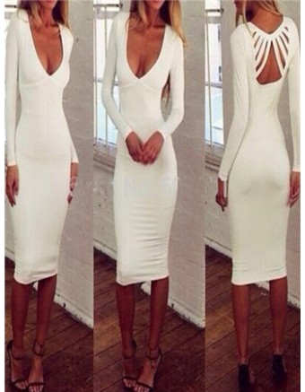 New Long Sleeve Bodycon Midi Dresses M3005WE